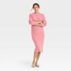 Women's Long Sleeve Ribbed Knit Sweater Dress - A New Day Pink
