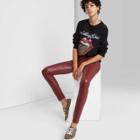 Women's High-waisted Faux Leather Leggings - Wild Fable Burgundy