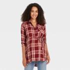Long Sleeve Button-down Maternity Shirt - Isabel Maternity By Ingrid & Isabel Red Plaid