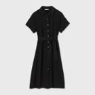 Women's Short Sleeve Front Button-down Dress - Prologue Black