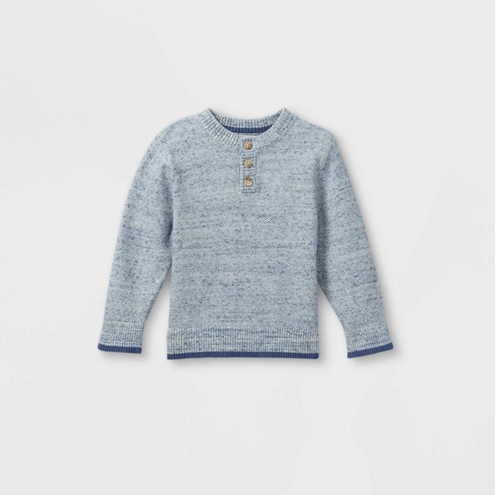 Toddler Boys' Henley Pullover Sweater - Cat & Jack Heather Gray