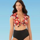 Women's Slimming Control Tie Front Bikini Top - Beach Betty By Miracle Brands Red S, Women's,