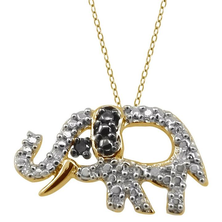 Target 120 Ct.t.w. Round-cut Black And White Diamond Pave Set Elephant Pendant - Yellow