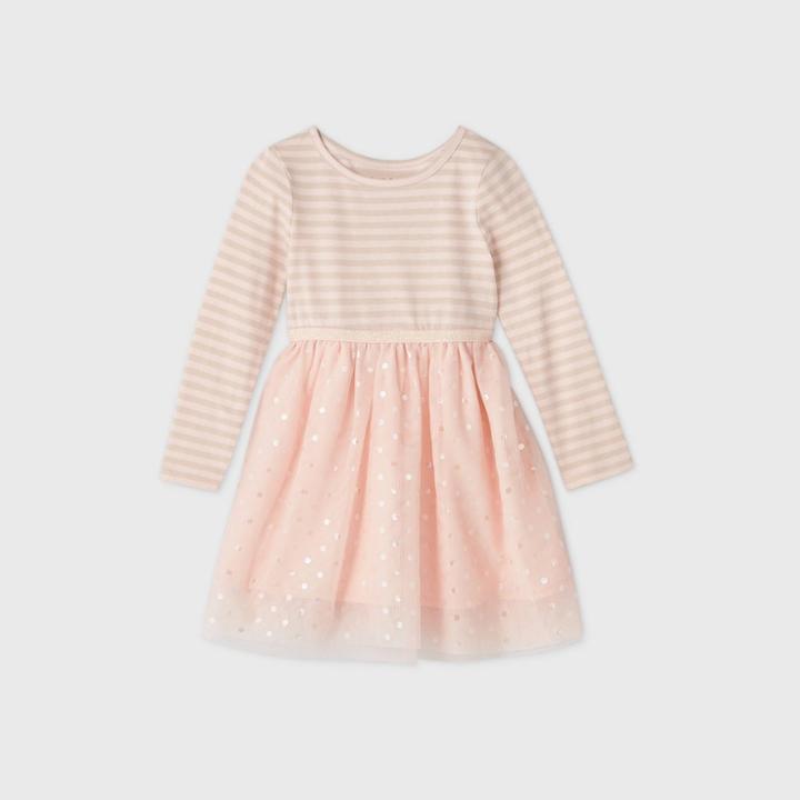 Toddler Girls' Sparkle Tulle Long Sleeve Dress - Cat & Jack