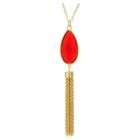 Distributed By Target Gold Plated Tassle Necklace - Gold/red