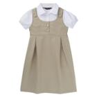 French Toast Girls' Uniform Double Pocket Jumper - Khaki (green)