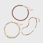 Semi-precious Opal Beaded Anklet Set 3pc - Universal Thread Cream/brown