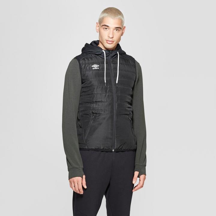 Umbro Men's Puffer Fleece Vests - Black