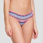 Women's Wave Ruffle Cheeky Bikini Bottom - Shade & Shore Pink Geo