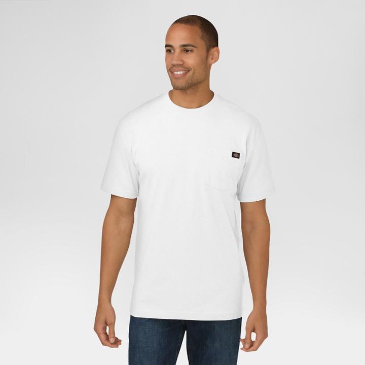 Dickies Men's Cotton Heavyweight Short Sleeve Pocket T-shirt- White
