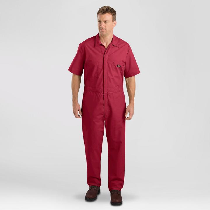 Petitedickies Men's Short Sleeve Coverall - Red L, Men's,