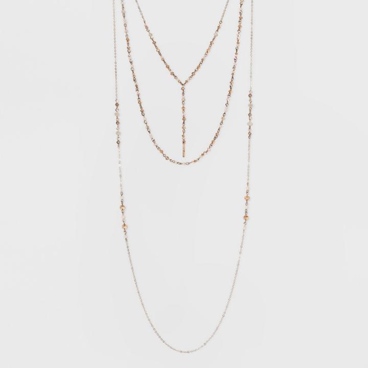 Beaded 3 Row Necklace - A New Day Gold