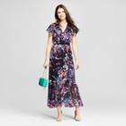 Women's Floral Print Ruffle Mesh Maxi Dress - Spenser Jeremy - Black