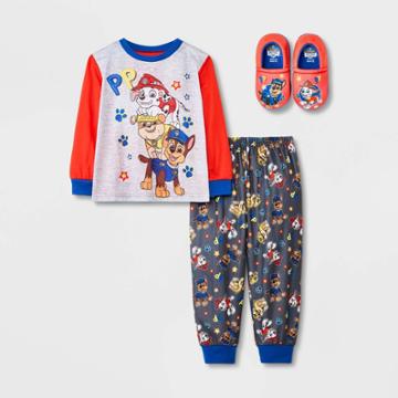 Toddler Girls' 2pc Paw Patrol Pajama Set With Slippers - Charcoal Gray
