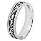 Men's Crucible Stainless Steel Ring With Braided Inlay Milgrain