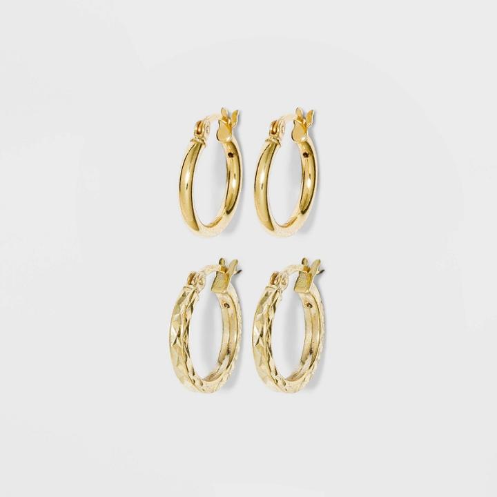Sterling Silver Hoop Earring Set 2pc - A New Day Gold