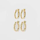 Sterling Silver Hoop Earring Set 2pc - A New Day Gold