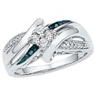 Target 1/20 Ct. T.w. Round Diamond Prong, Miracle And Nick Set Fashion Ring Sterling Silver - Blue/white