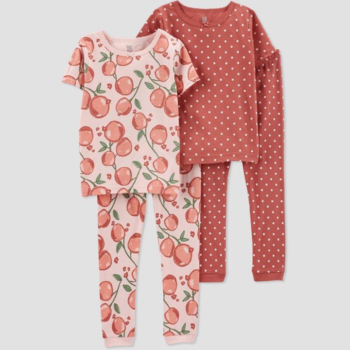 Carter's Just One You Toddler Girls' 4pc Fruit And Polks Dots Pajama