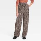 Girls' Paperbag Waist Pants - Art Class Black/brown Animal Print