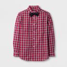 Wd·ny Black Wd.ny Black Boys' Long Sleeve Button-down Shirt With Bow Tie - Red