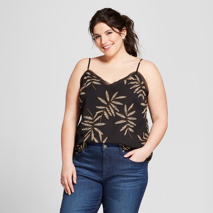 Target Women's Plus Size Floral Tank Top - A New Day Black