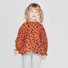 Toddler Girls' Long Sleeve Leopard Woven Blouse - Art Class Brown