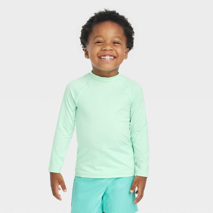 Toddler Boys' Rash Guard Top - Cat & Jack Green