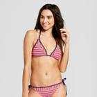 Women's Striped Shell Stitch Triangle Bikini Top - Mossimo Red/white