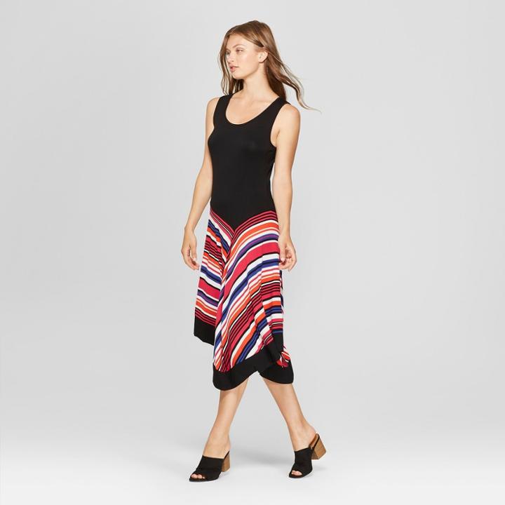 Women's Striped Print Sleeveless Tank Dress - Spenser Jeremy - Black