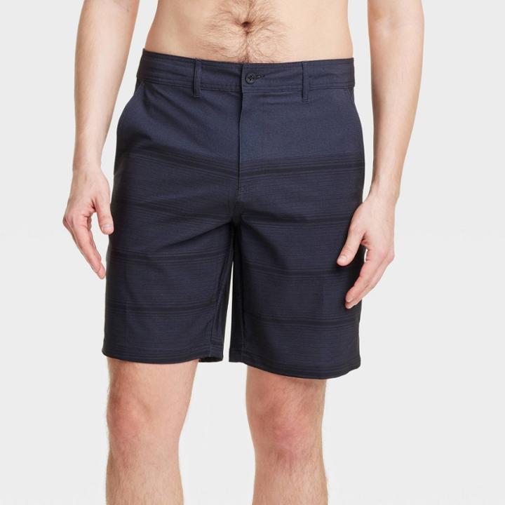 Men's 9 Striped Hybrid Swim Shorts - Goodfellow & Co Black