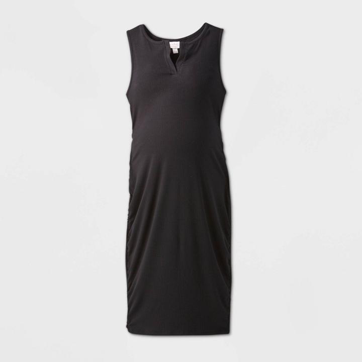 Maternity Sleeveless Rib T-shirt Dress - Isabel Maternity By Ingrid & Isabel Black