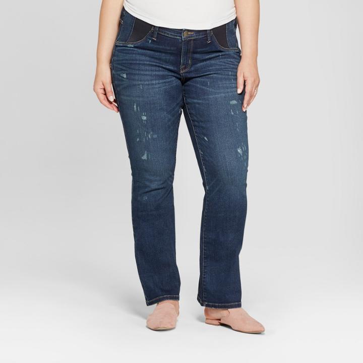 Target Maternity Plus Size Inset Panel Bootcut Jeans - Isabel Maternity By Ingrid & Isabel Dark Wash 14w, Women's, Blue