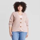 Women's Plus Size Open Neck Basic Cardigan - Ava & Viv Beige X