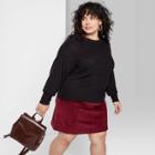 Women's Plus Size Crewneck Voluminous Sleeve Sweater - Wild Fable Black