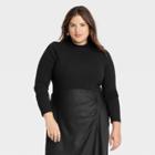 Women's Plus Size Turtleneck Bodysuit - A New Day Black