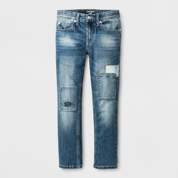 Boys' Light Wash Patched Skinny Denim - Cat & Jack Blue