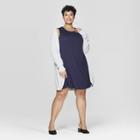 Women's Plus Size Sleeveless Knit Swing Dress - Ava & Viv Navy (blue) X