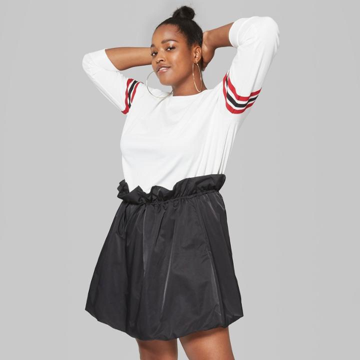 Women's Plus Size Bungee Waist Bubble Skirt - Wild Fable Black