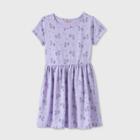 Girls' Short Sleeve Unicorn Print Knit Dress - Cat & Jack Violet