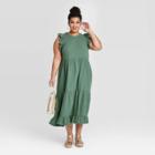 Women's Plus Size Short Sleeve Ruffle Dress - Universal Thread Green 1x, Women's,