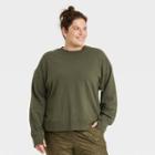 Women's Plus Size French Terry Crewneck Sweatshirt - All In Motion Olive Green