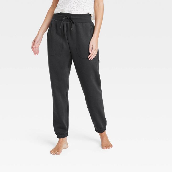 Women's Mid-rise Cotton Fleece Joggers - All In Motion Black