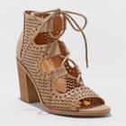 Women's Kimberly Microsuede Lace Up Perf Heel Pumps - Universal Thread Taupe (brown)