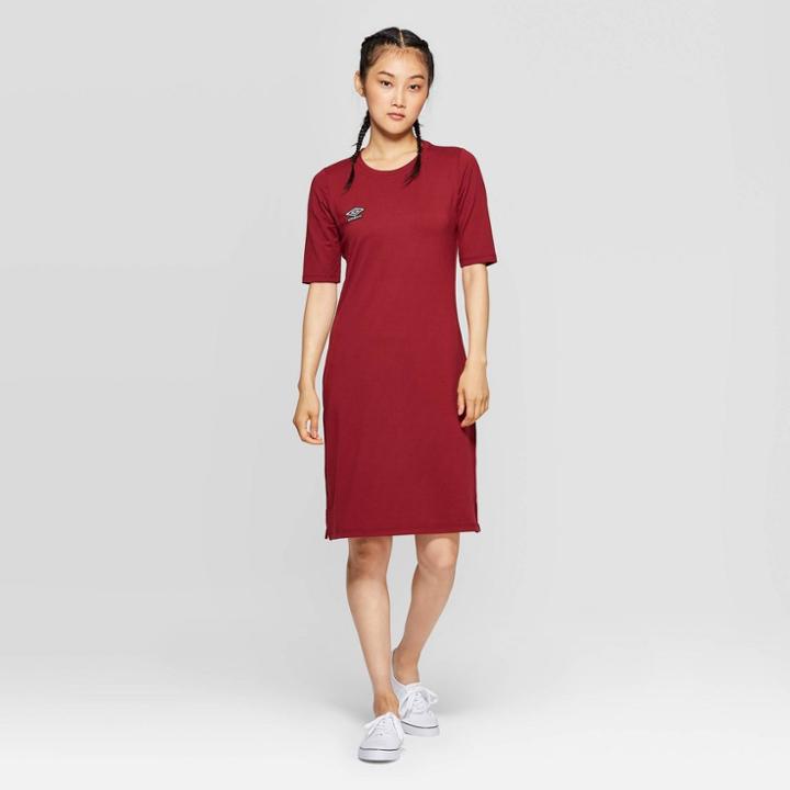 Umbro Women's 3/4 Side Tape Dress - Maroon Xs, Women's, Red