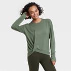 Women's Super Soft Twist-front Crewneck Pullover Sweatshirt - All In Motion Fern Green