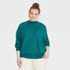 Women's Rib-knit Sweatshirt - Universal Thread Green