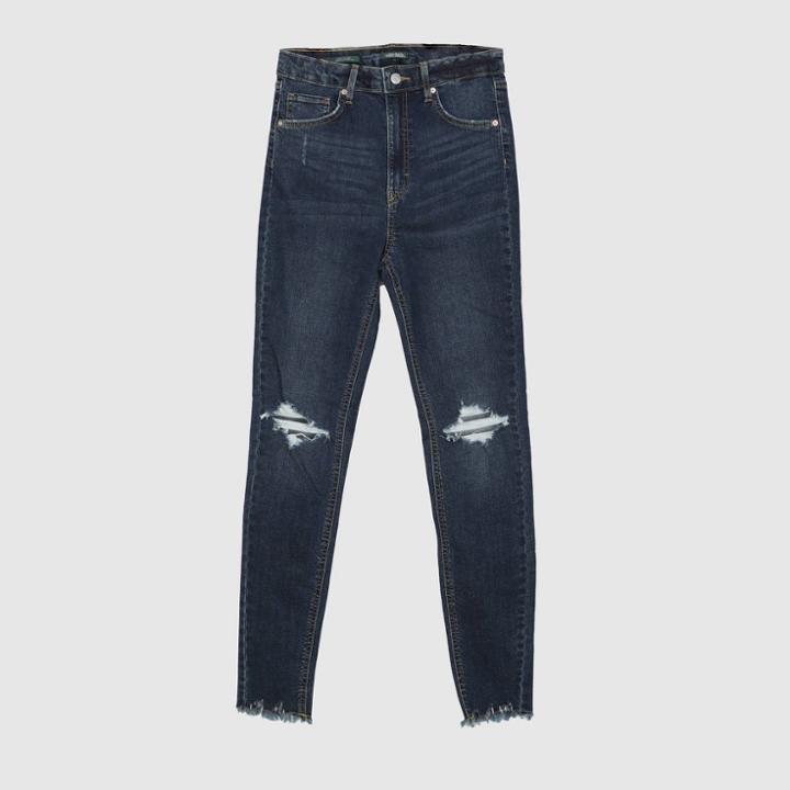 Women's Super-high Rise Distressed Curvy Skinny Jeans - Wild Fable Dark Wash