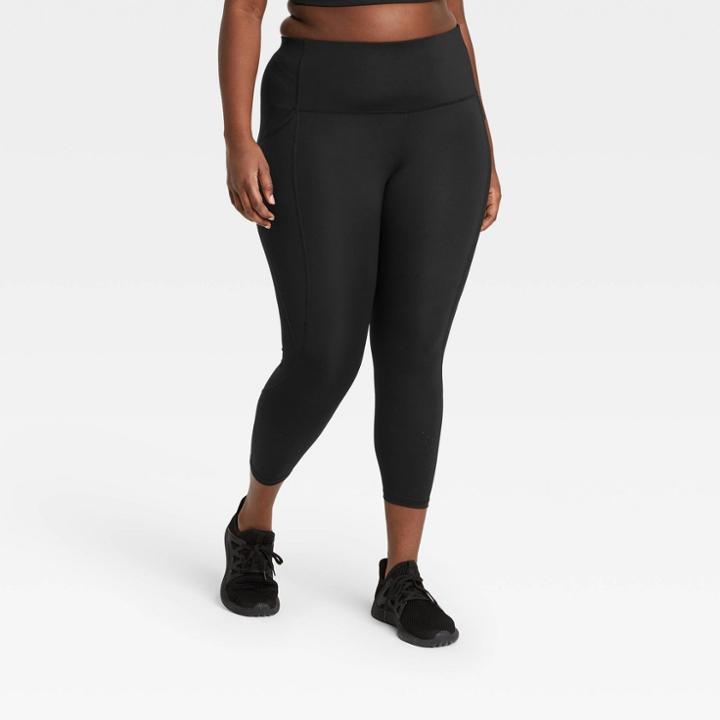 Women's Plus Size Sculpted Linear Laser Cut High-waisted 7/8 Leggings 25 - All In Motion Black