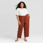 Women's Plus Size Tie Waist Straight Pants - A New Day Rust